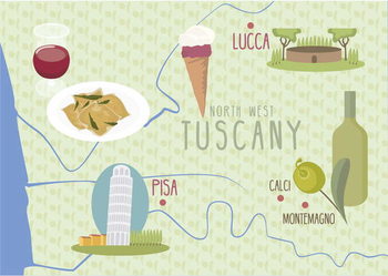 Obraz na plátně Map of Lucca and Pisa, Tuscany, Italy