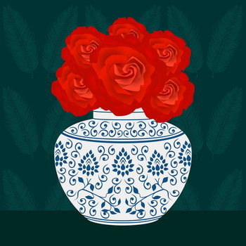 Obraz na plátně Ming vase with Roses