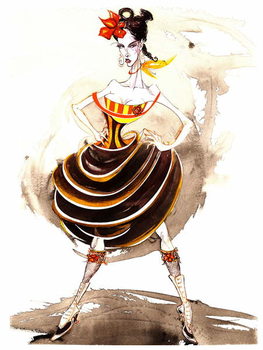 Obraz na plátně Model wearing a voluminous skirt