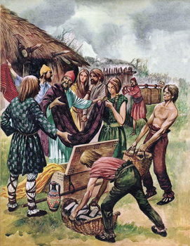 Obraz na plátně Phoenician merchants trading in Britain