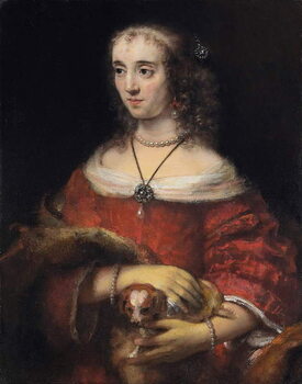 Obraz na plátně Portrait of a Lady with a Lap Dog