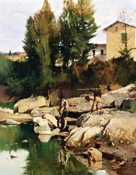 Obraz na plátně Sand diggers on the Mugnone, 1880