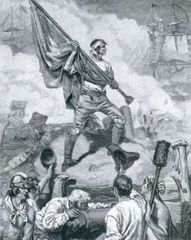 Obraz na plátně Sergeant Jasper at the Battle of Fort Moultrie