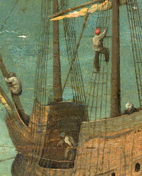 Obraz na plátně Ship rigging detail from Tower of Babel, 1563