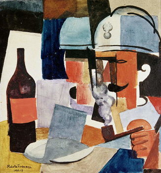 Obraz na plátně Soldier with Pipe and Bottle