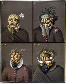Obraz na plátně The four seasons: men with vegetable heads in the way of Giuseppe Arcimboldo.