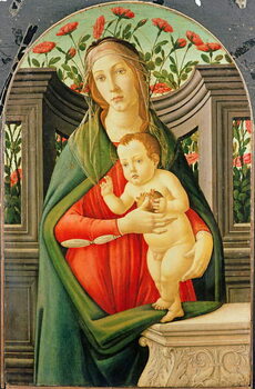 Obraz na plátně The Madonna and Child in a niche decorated with roses