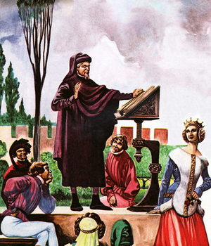 Obraz na plátně The poet Chaucer reading at court
