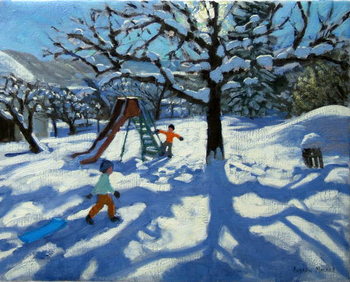 Obraz na plátně The slide in winter, Bourg, St Moritz