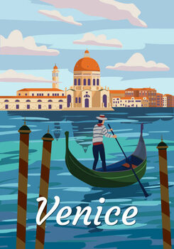 Obraz na plátně Venice Italia Poster retro style. Grand