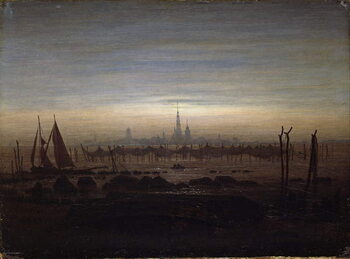 Obraz na plátně Vue de Greifswald au coucher de soleil, Allemagne