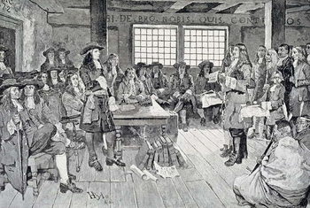 Obraz na plátně William Penn in Conference with the Colonists