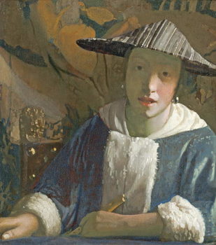Obraz na plátně Young Girl with a Flute, c.1665-70