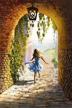 Obraz na plátně A little girl running on the