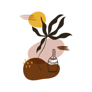 Obraz na plátně Abstract floral art vector leaves background. Hand draw leaves