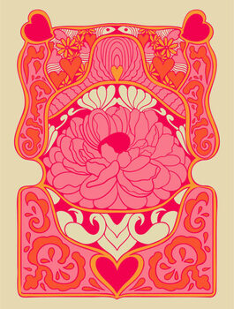 Obraz na plátně Background with flowers, hearts, abstract shapes.