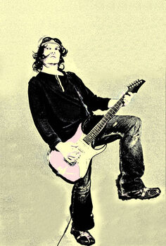 Obraz na plátně Cool rock guitarist in a knit