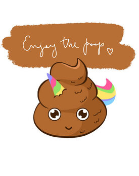 Obraz na plátně Cute funny quote Enjoy the poop with unicorn emoji