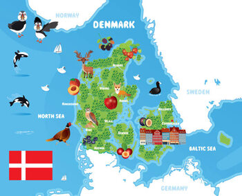 Obraz na plátně Denmark Travel Maps