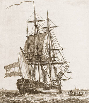 Obraz na plátně Engraving of a sailing ship