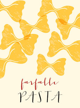 Obraz na plátně Farfalle Italian pasta. Farfalle poster illustration.