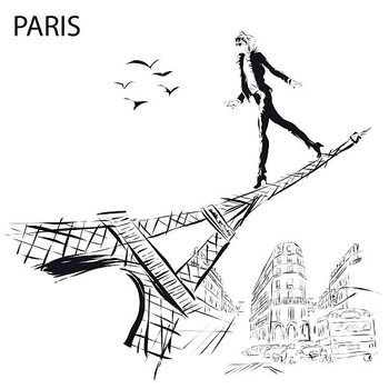 Obraz na plátně Fashion girl in sketch-style