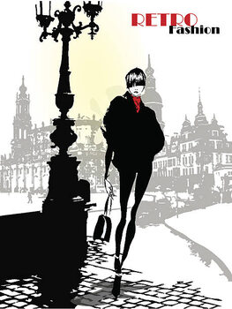 Obraz na plátně Fashion girl in sketch-style.