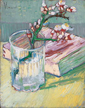 Obraz na plátně Flowering almond branch in a glass with a book, 1888