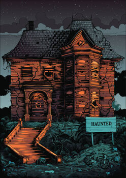 Obraz na plátně Halloween haunted house poster