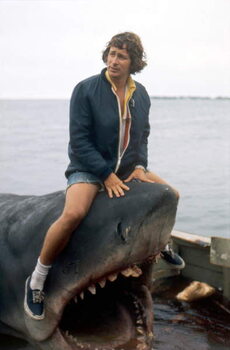 Obraz na plátně JAWS, 1975 réalisé par STEVEN SPIELBERG Sur le plateau, le réalisateur, Steven Spielberg