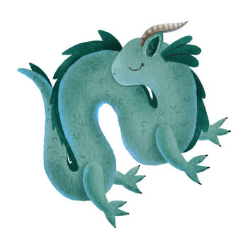 Obraz na plátně Magic dragons with horn, paws and