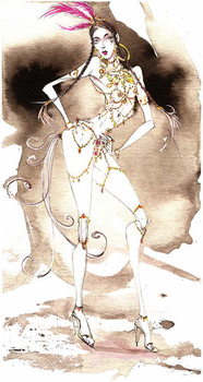 Obraz na plátně Model clad in jewellery and high heels