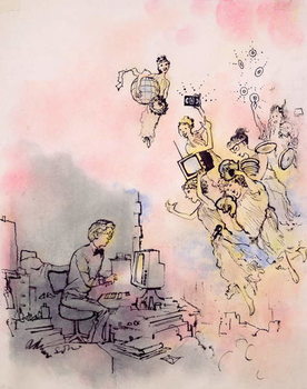 Obraz na plátně Modern Young Writer gets inspiration