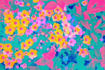 Obraz na plátně Neon pink, orange, yellow, turquoise abstract