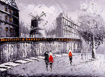 Obraz na plátně Oil Painting - Street View of Paris
