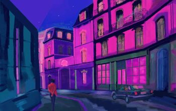 Obraz na plátně Picturesque street landscape at night