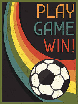 Obraz na plátně Play Game Win! Retro poster in flat design style.