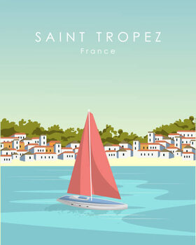 Obraz na plátně Saint Tropez travel poster France