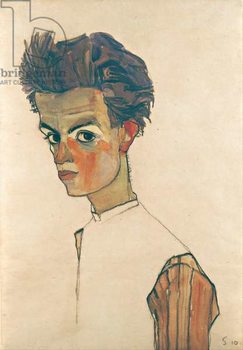 Obraz na plátně Self-Portrait with Striped Shirt, 1910