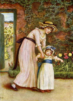 Obraz na plátně 'Two girls in a garden',  by Kate Greenaway