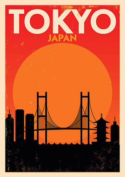 Obraz na plátně Typographic Tokyo City Poster Design