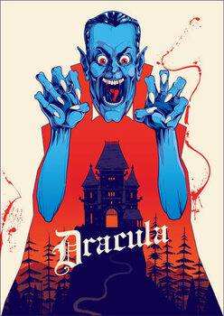 Obraz na plátně Vampire Dracula Poster and haunted house