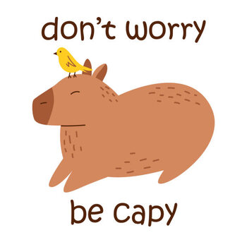 Obraz na plátně Vector funny capybara with text dont