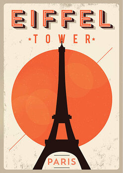 Obraz na plátně Vintage Eiffel Tower Poster