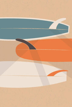 Obraz na plátně Vintage Old-school Longboard Surfboards on the