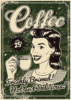 Obraz na plátně Vintage Screen Printed Coffee Poster