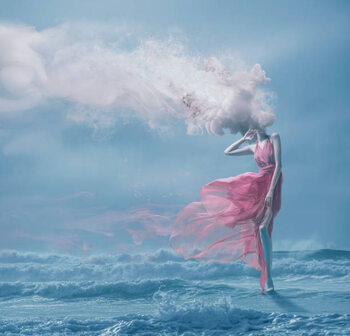 Obraz na plátně Young women with melted head