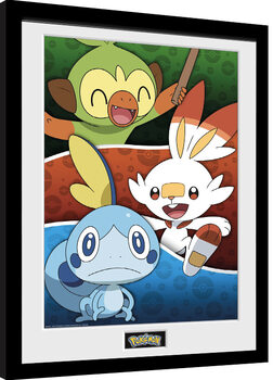 Zarámovaný plagát Pokemon - Galar Starters