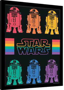 Zarámovaný plagát Star Wars Pride - R2D2 Rainbow