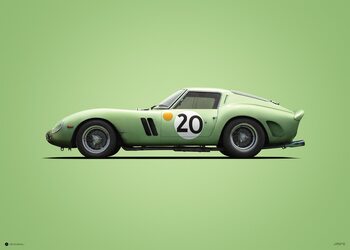 Umelecká tlač Ferrari 250 GTO - Green - 24h Le Mans - 1962